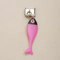 Maillon de breloque italienne en acier inoxydable avec pendentif poisson rose vif - Poisson Rose Brillant (2)