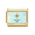 Gold Italian modular charm with compass and Find Your Path text for DIY bracelet. - Find Your Path Style (4)