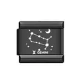 Charm zodiacale Gemelli in acciaio inossidabile nero per bracciale italiano DIY - Gemini