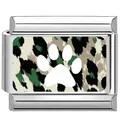 Breloque italienne avec empreinte de patte blanche sur motif léopard camouflage vert - 6