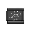 Schwarzer Leo-Sternzeichen-Charm aus Edelstahl für italienische Modul-Armbänder - Löwe