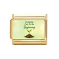 Charm modulaire doré avec motif de pousse et texte de motivation « It's Not the End » - C'est Le Début Style (6)