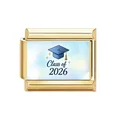 Charme modulaire italien doré pour bracelet avec design de remise des diplômes Class of 2026 - Promotion 2026 Style (8)
