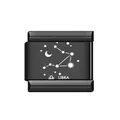 Schwarzer italienischer Charm aus Edelstahl mit eingraviertem Waage-Sternbild Design - Waage