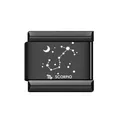 Schwarzes italienisches Charm-Armband-Glied mit Skorpion-Sternbild-Design aus Edelstahl - Skorpion