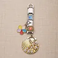 Italiaanse bedelarmband schakel met goudkleurige schelp en kleurrijke bloem - Gouden Schelp Bloemen Serie (7)