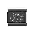 Schwarzes Edelstahl Italian Charm Modul mit weißem Wassermann Sternbild Design - Wassermann