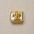 Eslabón de pulsera italiana de acero inoxidable con tortuga dorada sobre base plateada - Estilo Tortuga Dorada (5)