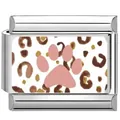 Module de charme italien en acier inoxydable avec motif léopard et patte - 16
