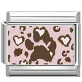 Maillon de charme italien en acier inoxydable avec motif patte coeur léopard rose - 17