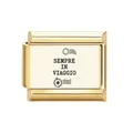 Charm modulaire italien en acier doré avec motif Sempre In Viaggio sur le voyage - Toujours En Voyage Style (15)