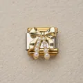 Módulo de dije italiano con base plateada con borde dorado y diseño de lazo de perlas - Estilo Lazo con Perlas Colgantes (9)