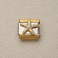 Eslabón de estrella de mar dorada con perlas para pulseras modulares italianas DIY - Estilo Estrella de Mar con Perlas (10)