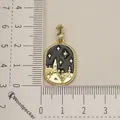 Gold stainless steel oval pendant with black enamel star and castle night scene - Starry Sky Castle Style (8)