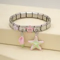 Ocean theme Italian charm bracelet with pink starfish and seashell in stainless steel - Dreamy Macaron Bracelet (5)