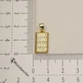 Gold rectangular pendant with 'FINE GOLD' engraving and clear size reference - Fine Gold Bar Style (9)