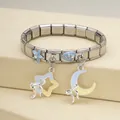 Stainless steel Italian charm bracelet featuring ocean starfish and moon pendants - Star Moon Ocean Bracelet (8)