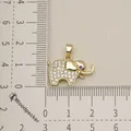 Gold-plated elephant pendant charm with clear crystals and pink eye detail for jewelry. - Rhinestone Elephant Style (12)