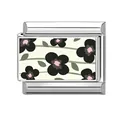 Vista detallada de un charm italiano de acero inoxidable con estampado floral - Estilo de Impresión Floral Vintage (2)