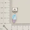 Detailed blue and purple glitter seashell pendant on stainless steel Italian charm link - Blue Purple Conch Charm (Single 7)