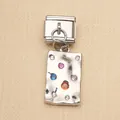 Italian modular bracelet charm link in silver stainless steel with colorful stones - Colorful Rhinestone Plate (9)