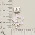 Italian modular bracelet DIY charm featuring a pink enamel star and silver bow detail - Pink Purple Star Charm (Single 8)