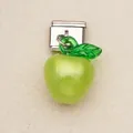 Italienischer Edelstahl-Armband-Charm mit durchsichtigem grünem Apfel aus Acryl - Grüner Apfel Italienisches Glied
