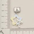 Yellow and blue enamel star charm with silver bow for Italian modular bracelet - Yellow Blue Star Charm (Single 10)