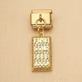 Italian charm bracelet link in gold finish featuring a detailed Fine Gold bar pendant - FINE GOLD Bar Style (3) / Gold Style (3)