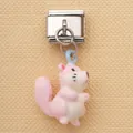Lien de breloque italienne en inox avec pendentif écureuil rose mignon pour DIY - Style Écureuil Rose Dessin Animé (8)