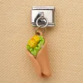 Pendentif breloque burrito pour bracelet modulaire italien en acier inoxydable DIY - Style Nourriture Burrito Mexicain (9)