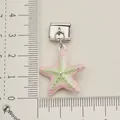 Stainless steel Italian link module with pink and green enamel starfish charm for DIY bracelets - Pink Green Starfish Charm (Single 13)