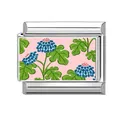 Eslabón de charm italiano de acero inoxidable con motivo floral azul sobre fondo rosa - Estilo de Impresión Floral Azul con Base Rosa (13)