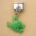 Adorable breloque grenouille verte pour bracelet modulaire italien en acier inoxydable - Style Grenouille Tachetée Vert Herbe (11)