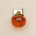 Transparenter orangefarbener Acryl-Fruchtanhänger für italienisches Edelstahlarmband - Persimone Italienisches Glied
