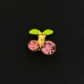 Funkelnder Kirsch-Anhänger mit rosa Strasssteinen für schwimmende DIY-Glasmedaillons - Gold Rosa Strass Kirsche (10er Pack) / 10er Pack