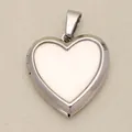 Pendentif médaillon cœur argenté poli en cuivre pour création de bijoux DIY - Cœur Poli Brillant / Argent