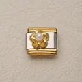 Colgante elegante flor perla dorada para pulsera modular de acero inox - Estilo Flor de Cinco Pétalos con Perla Artificial (12)