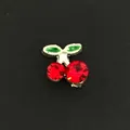 Roter Strassstein-Kirsch-Floating-Charm für DIY-Glas-Medaillon-Halsketten Anhänger - Silber Rote Strass Kirsche (10er Pack) / 10er Pack