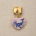 Maillon de bracelet modulaire doré avec pendentif baleine cœur à fleurs roses - Baleine Rose (5)