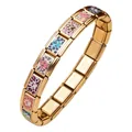 Goldfarbenes Edelstahl Modular-Armband im italienischen Stil mit Leoparden-Pfoten - Gemischt Pfoten Leoparden Stil (18 Glieder) / Komplettes Armband 18 Glieder
