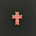 Abalorio de cruz con diamantes de imitación rosas en acabado dorado para colgante - Cruz de Diamantes de Imitación Rosa (Pack de 10) / Paquete de 10