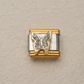 Charm modular italiano con borde dorado y mariposa de strass brillantes - Estilo Mariposa con Diamantes de Imitación (16)