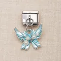 Hellblauer Schmetterling-Charm mit Perlen für italienisches modulares DIY-Edelstahlarmband - Hellblau Schmetterling mit Perle Stil (5)