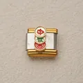 Eslabón de pulsera italiana de acero inoxidable con símbolos dorados de Mahjong Zhong Fa - Estilo Fichas de Mahjong (17)