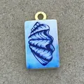 Rectangular copper shell pendant with blue ocean conch pattern for DIY jewelry - Rectangular Conch Style