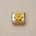 Accesorio de pulsera modular italiana con un dije de timón náutico en acero dorado - Estilo Timón de Barco (19)
