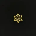 Colgante estrella dorada vintage con detalles de filigrana para relicario flotante artesanal - Estrella Hexagrama Calada (10) / Paquete de 10