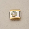 Módulo de pulsera italiana con decoración de concha de perla en acabado oro y plata - Estilo Concha con Perla Artificial (20)