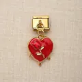 Italienischer Armband-Charm aus goldenem Edelstahl mit rotem Herz und Rosen-Design - Herz-Rosen-Stil (11)